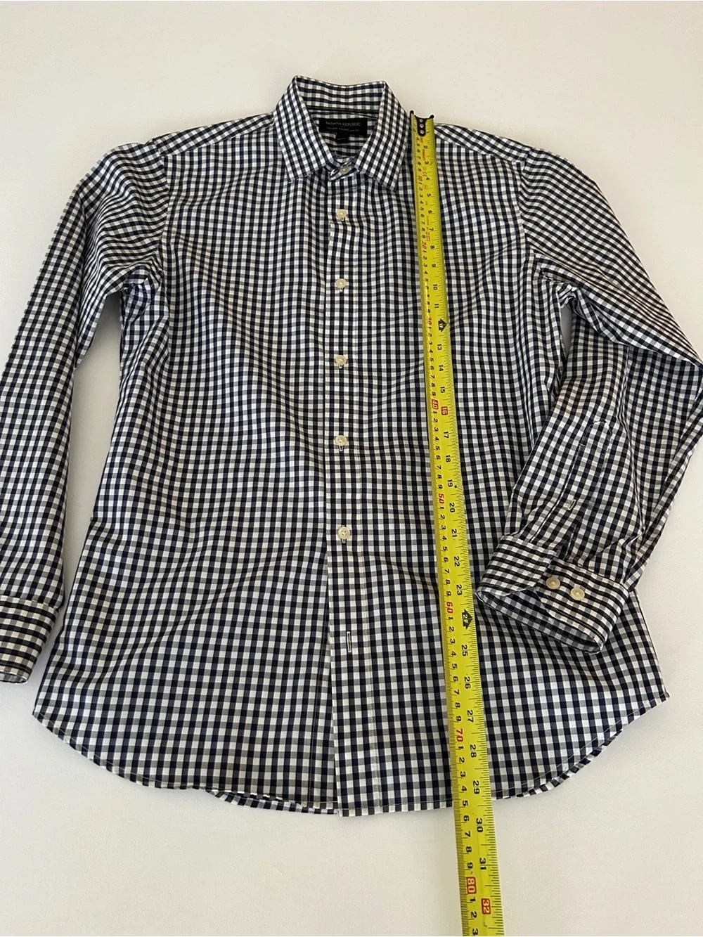 Banana Republic Navy and White Gingham Button-Down Shirt